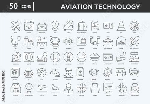 Aviation Technology Icons Collection For Business, Marketing, Promotion In Your Project. Easy To Use, Transparent Background, Easy To Edit And Simple Vector Icons