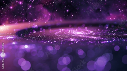 Bathed in a captivating purple glow the podium glitters with constellations and galaxies evoking a sense of awe and wonder at the . .