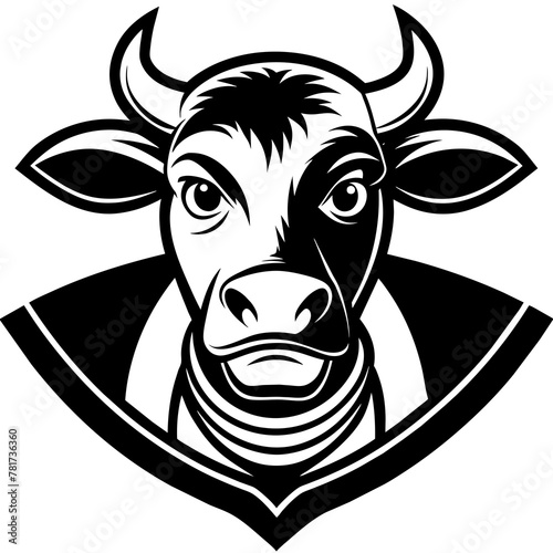 head of a cow mascot,cow silhouette,egale vector,icon,svg,characters,Holiday t shirt,black cow Hand drawn trendy logo Vector illustration,cow on a white background,eps,png photo
