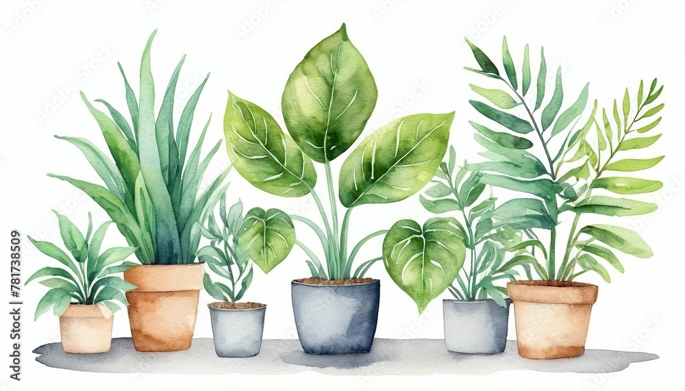Fototapeta premium Watercolor Paper-Based Illustration of Stephania Erecta: A Minimalist Doodle and Modern Flat Style Icon