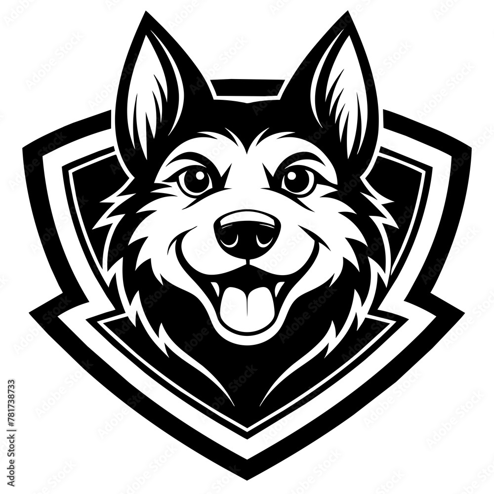 Naklejka premium head of a dog mascot,dog silhouette,horse vector,icon,svg,characters,Holiday t shirt,black dog drawn trendy logo Vector illustration,wolf on a white background,eps,png