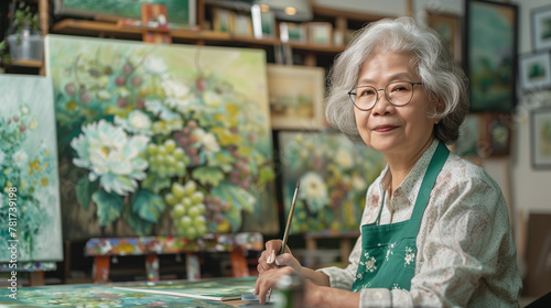 senior elder painting