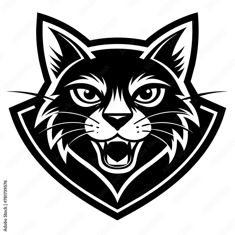 Obraz premium head of a cat mascot,cat silhouette,cat face vector,icon,svg,characters,Holiday t shirt,black cat face drawn trendy logo Vector illustration,wolf on a white background,eps,png