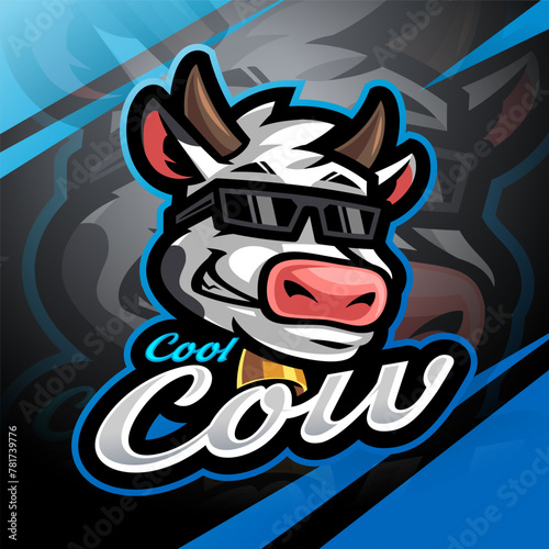 Cool cow head esport mascot logo design