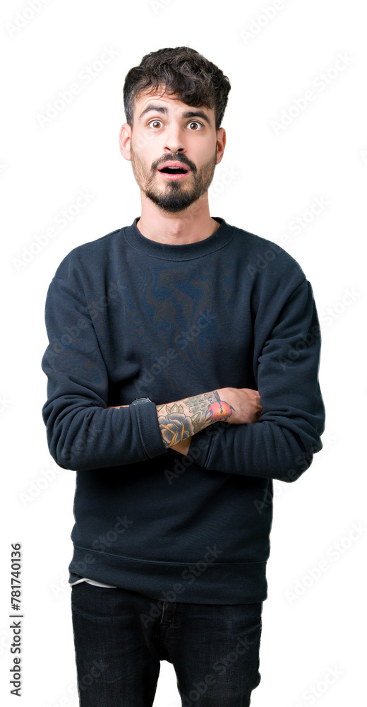 Young handsome man over isolated background afraid and shocked with surprise expression, fear and excited face. Young handsome man over isolated background afraid and shocked with surprise expression, fear and excited face.