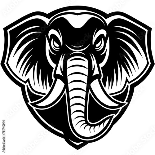 head of a elephant mascot,elephant silhouette,elephant face vector,icon,svg,characters,Holiday t shirt,black elephant face drawn trendy logo Vector illustration,wolf on a white background,eps,png