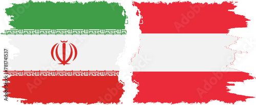 Austria and Iran grunge flags connection vector