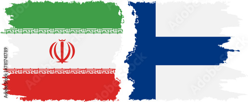 Finland and Iran grunge flags connection vector
