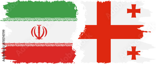 Georgia and Iran grunge flags connection vector