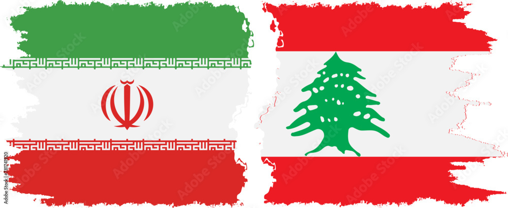 Naklejka premium Lebanon and Iran grunge flags connection vector