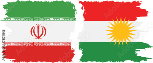 Foto Kurdistan and Iran grunge flags connection vector