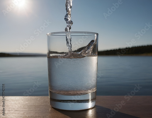 Refreshing Water Pouring into Glass