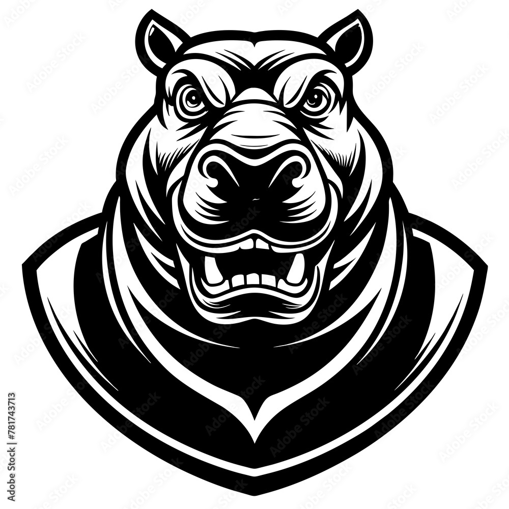 head of a Hippopotamus mascot,Hippopotamus silhouette,zabra face vector ...