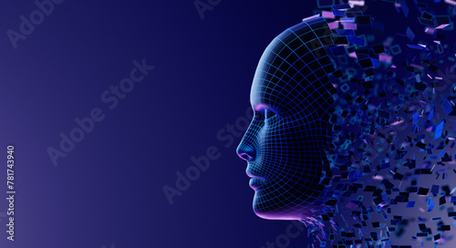 Digital Transformation: AI Artificial Intelligence in Human Face Head