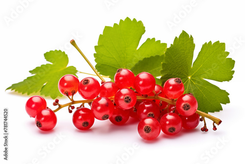 Red currant isolated on white background. Boost for immune system. AI generation.