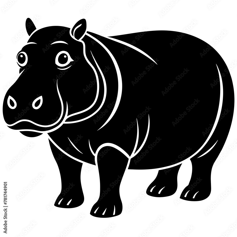 Fototapeta premium head of a Hippopotamus mascot,Hippopotamus silhouette,zabra face vector,icon,svg,characters,Holiday t shirt,black Hippopotamus face drawn trendy logo Vector illustration,Hippopotamus on a white backgr