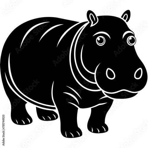 head of a Hippopotamus mascot Hippopotamus silhouette zabra face vector icon svg characters Holiday t shirt black Hippopotamus face drawn trendy logo Vector illustration Hippopotamus on a white backgr