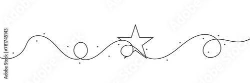 Star in continuous line drawing style. Line art star icon. Vector illustration. Abstract background. greeting card, banner, and poster concept. Minimalism design. Vector illustration