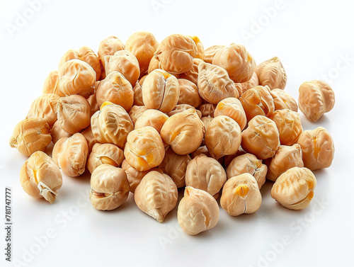 dry chickpeas. Product photo on white surface.