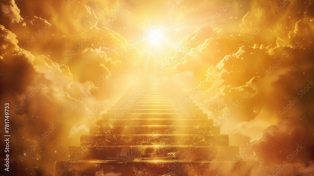 Fototapeta premium A path leading to a radiant heavenly city