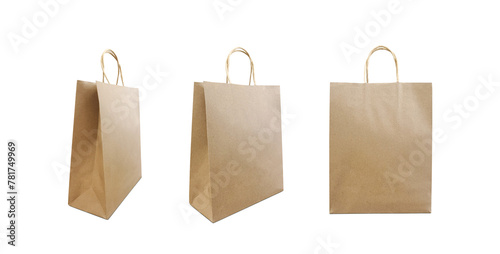 brown paper bag Shopping bags isolated on white background
