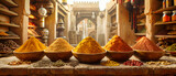 Cultural Spice Bazaar, Exotic and Colorful Cooking Ingredients, Aromatic Seasonings and Herbs, Traditional Culinary Marketplace