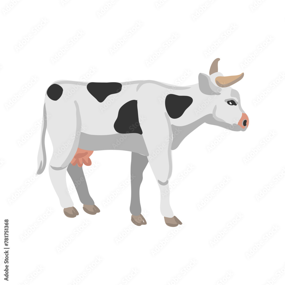 vector drawing white cow, farm animal isolated at white background, hand drawn illustration vector drawing white cow, farm animal isolated at white background, hand drawn illustration