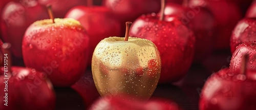 A golden apple among red ones