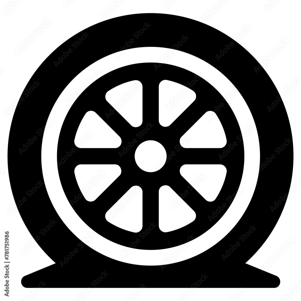 flat tire icon, simple vector design