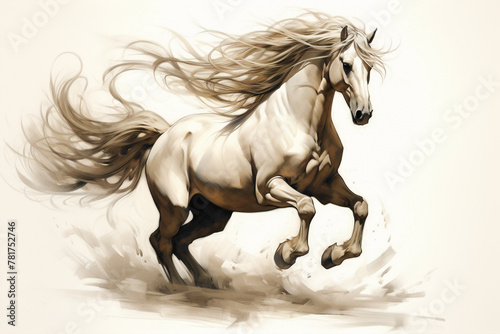 Graceful horse emblem  with its noble stance and flowing mane  representing strength  beauty  and freedom.