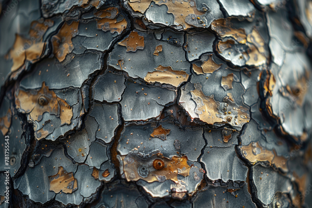 A tree's bark, revealing the intricate patterns and textures of its natural surface
