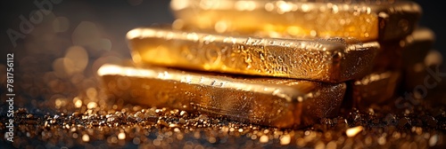 Gold bars stacked, concept of wealth and investments