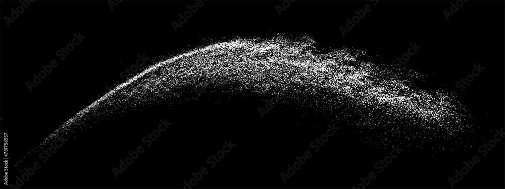 White texture on black background. Light pattern textured. Abstract grain noise. Water realistic effect. Illustration, EPS 10.