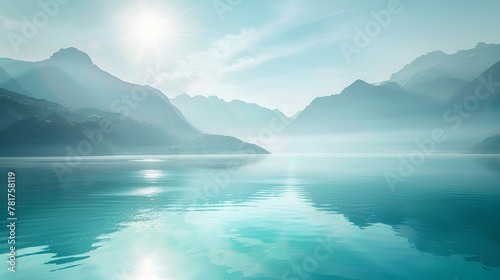 Mountain Lake Landscape with Blue Sea