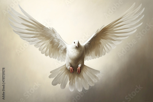 Serene dove symbol, with outstretched wings and gentle demeanor, embodying peace and harmony.