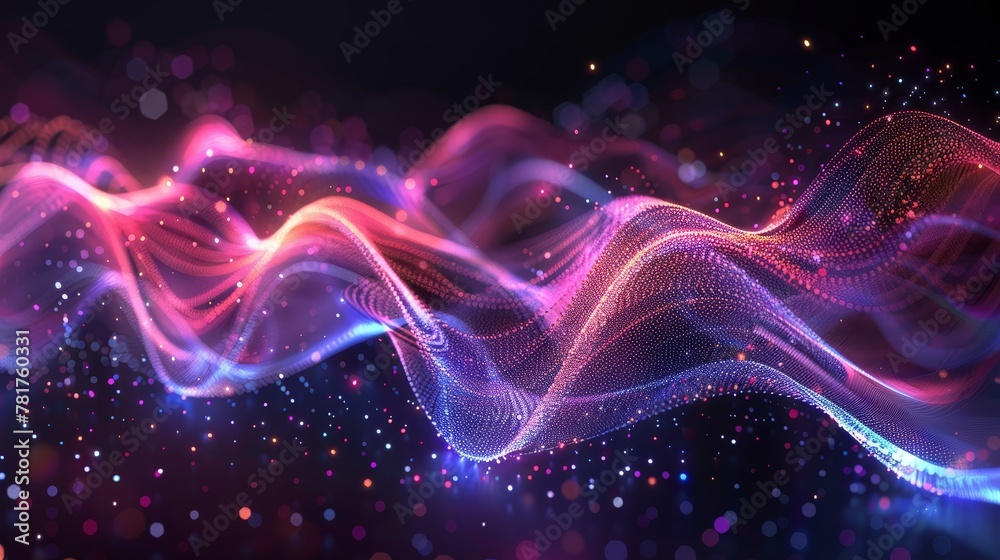 Digital Patterns: A vector illustration of a digital wave pattern, pulsating with energy and light - obrazy, fototapety, plakaty 