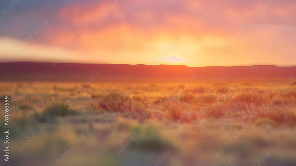 desert meadow flowers beautiful fresh morning in soft warm light vintage autumn landscape blurry natural background