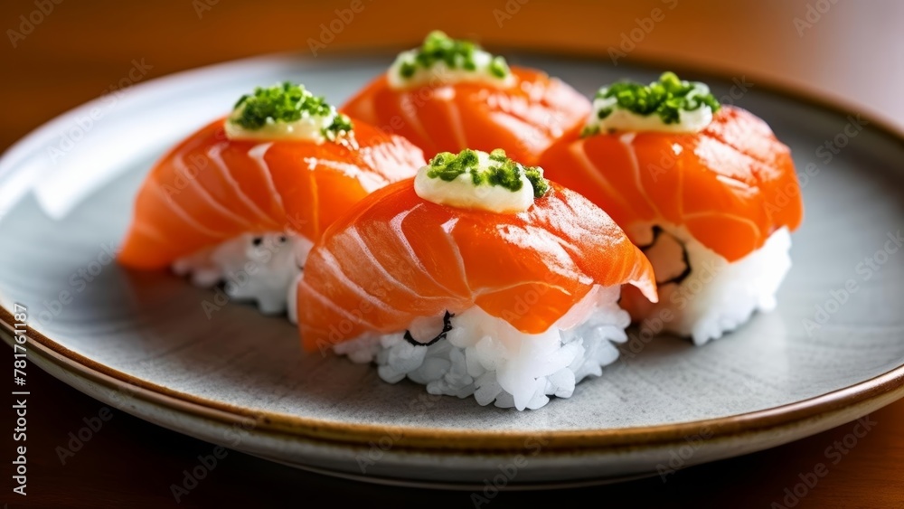 Delicate sushi artistry ready to be savored Delicate sushi artistry ready to be savored
