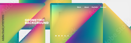 Colorful fluid gradient triangles and squares web site template. Vector Illustration For Wallpaper, Banner, Background, Card, Book Illustration, landing page