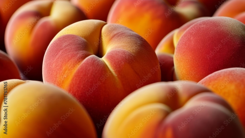 Vibrant peaches in a closeup shot Vibrant peaches in a closeup shot