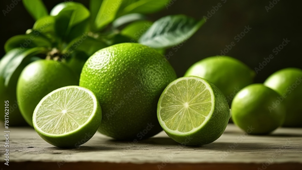  Fresh lime slices ready to zest