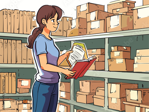 Animated Bookstore Employee Prepares a New Book Release for Shipment