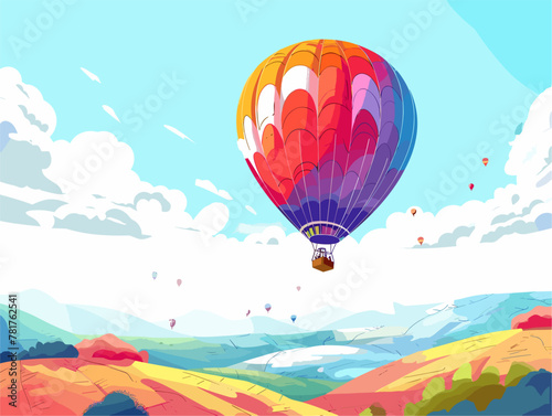 Hot Air Balloon Adventure  Soaring High Above a Colorful Landscape