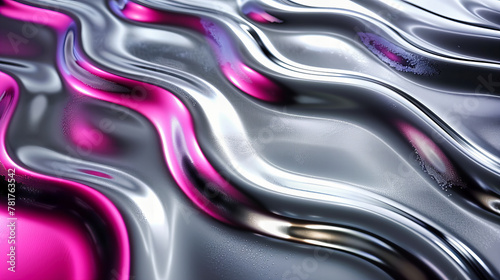 Elegant Abstract Background with Futuristic Wave Texture, Smooth Metallic Design, Luxury Liquid Pattern in Pink and Blue