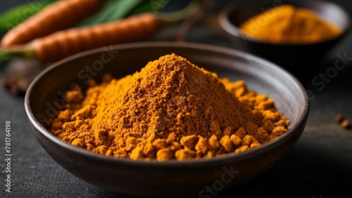  Spicy delight  A bowl of vibrant turmeric powder