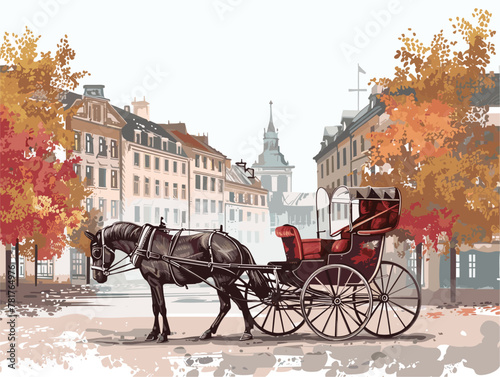 Enchanted Jaunt Through Time: Horse-Drawn Carriage Ride in Quaint City Center