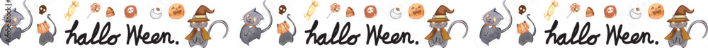 Halloween line border on transparent background. Halloween line border on transparent background.