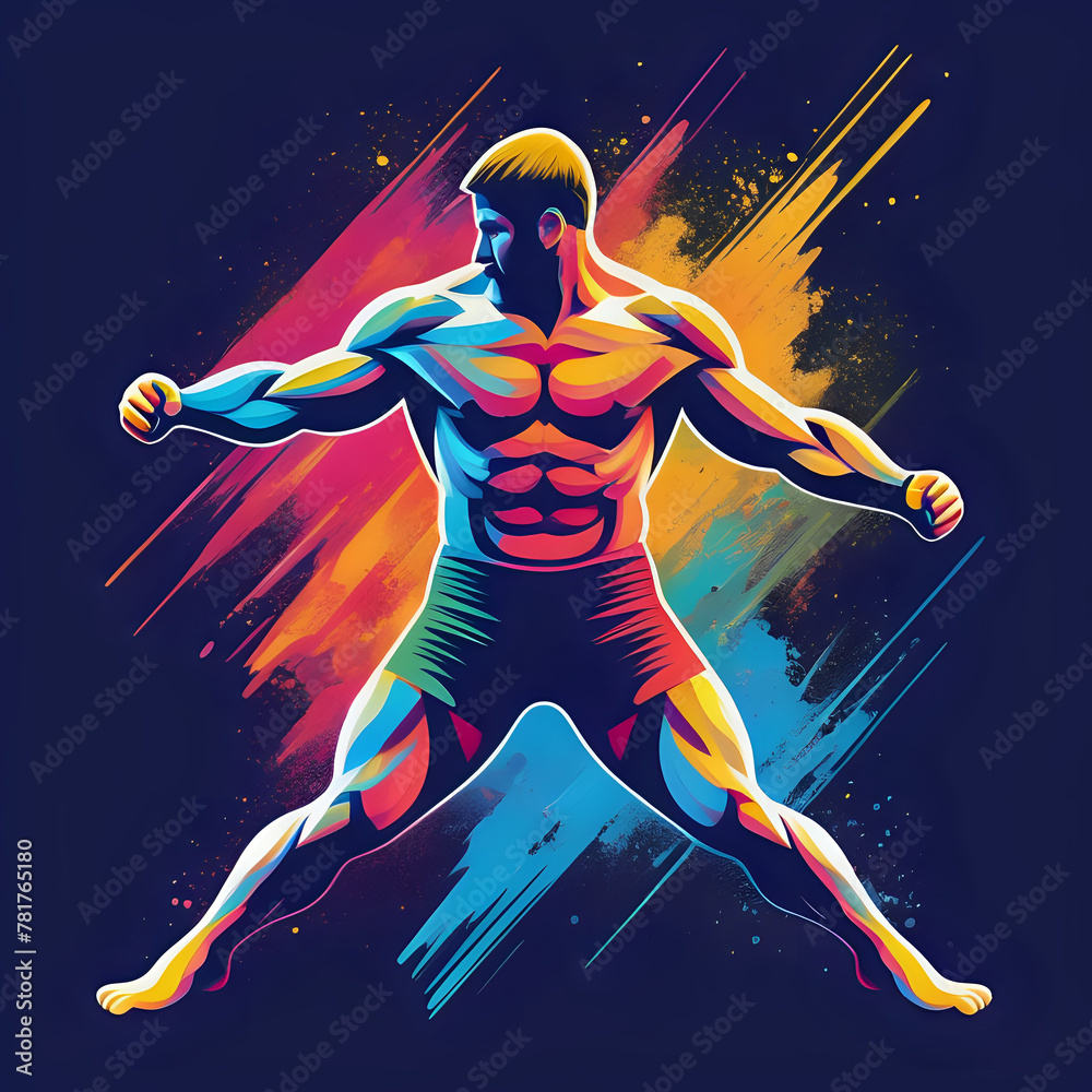 Colourful abstract design of a Freestyle Wrestling - generated by ai