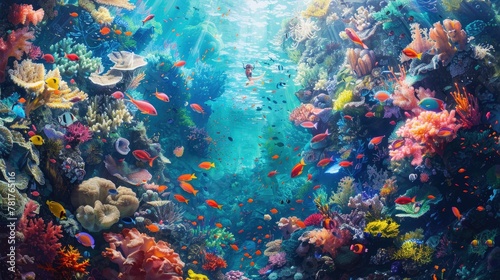 coral reef bustling with colorful fish and marine creatures  vibrant marine ecosystem © neural9.com