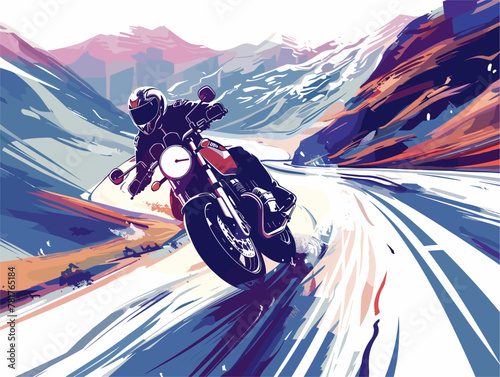 Motorcycle Rider Embraces Freedom on Winding Mountain Road